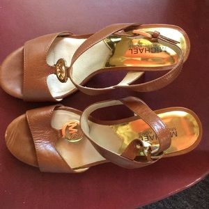 Tan Michael Kors heeled strappy sandals